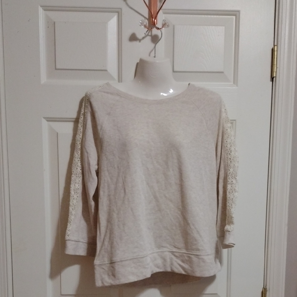 Merona Cream Knit Top with Lace Details Medium